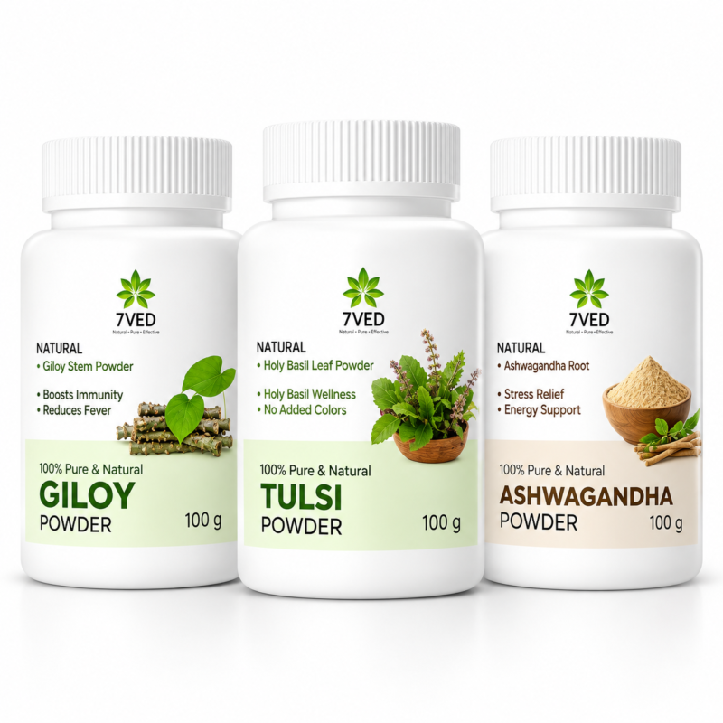 7VED Ayurvedic Immunity & Wellness Combo with Giloy, Tulsi and Ashwagandha powder